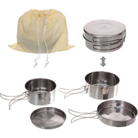 Набор посуды походной (2 котелка 970мл и 700мл, сковородка 15*3см, тарелка 13*1см) CW-300