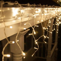 Гирлянда Бахрома электрическая уличная 100LED 3м (30*50*70) теплый белый с мерцанием,белый пров (60)