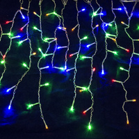 Гирлянда Бахрома электрическая уличная 100LED 3м (30*50*70) мультицвет с мерцанием,белый провод (60)