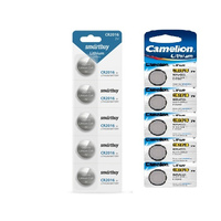 Батарейка литиевая Camelion/SmartBuy CR2016 3V 5000LC BL5 (плоская круглая) (цена за 1шт) (50/100)