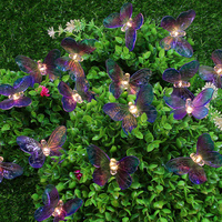 Гирлянда бабочка INBLOOM на солн. батарее c 25LED, 7м, шампань, 2 реж, ПВХ зел, 2V80Ma, 1.2V600mAh