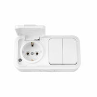 Блок розетка с/з с крышкой + 1кл выключатель  ОП VKL/Пралеска electric IP54 16A