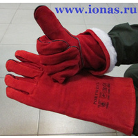 Краги спилковые утепленные с мехом "PORTWEST" пятипалые красные (72)